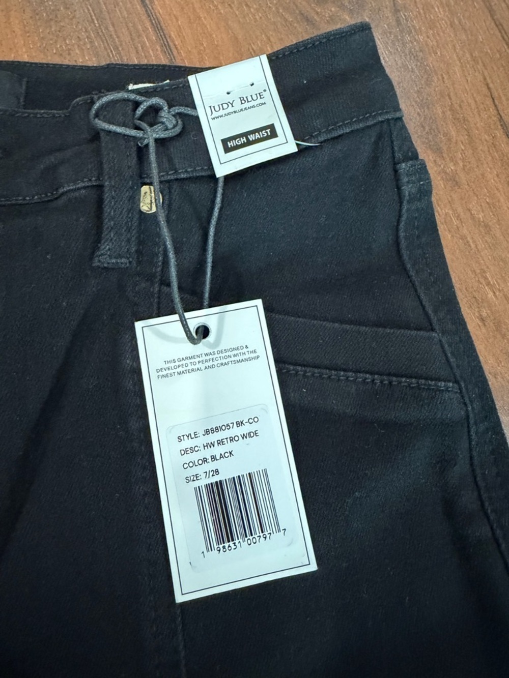 NWT Judy Blue High Waisted Retro Wide Leg Black Denim Jeans Sz 7/28 - Picture 8 of 16